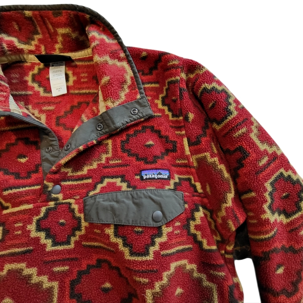 VINTAGE 2012 Patagonia Men's Synchilla Snap-T Fleece Yanaba Molten Lava XS - Picture 3 of 5
